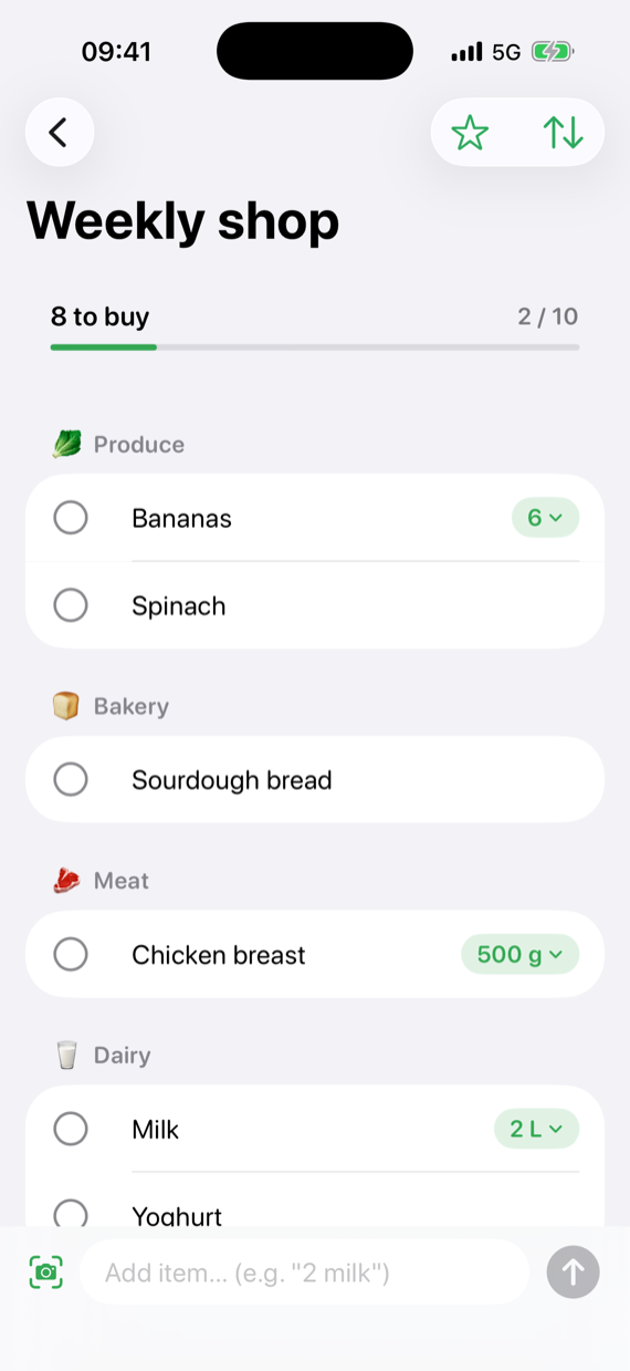 The weekly shop, sorted by aisle automatically