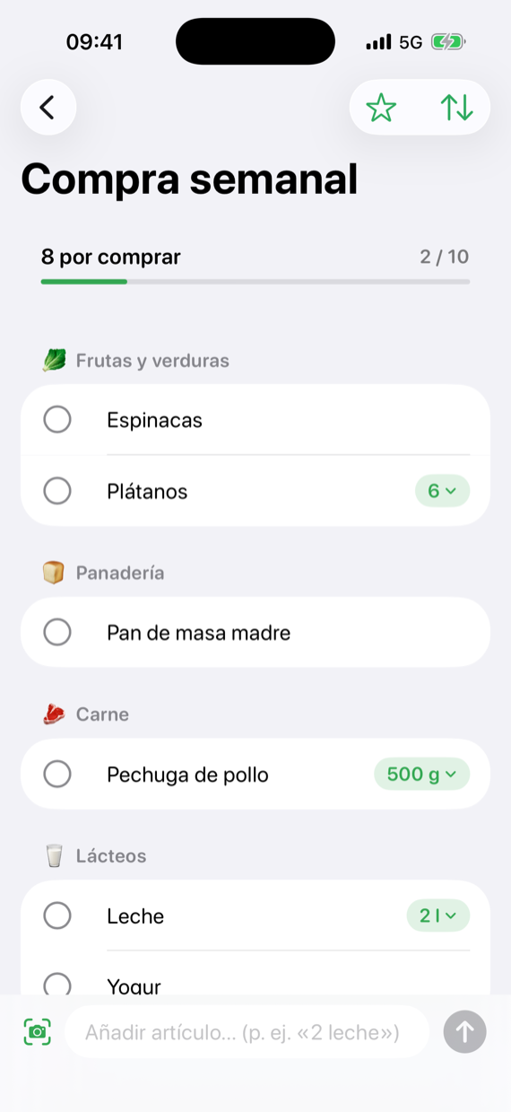 La compra semanal, ordenada por pasillo automáticamente