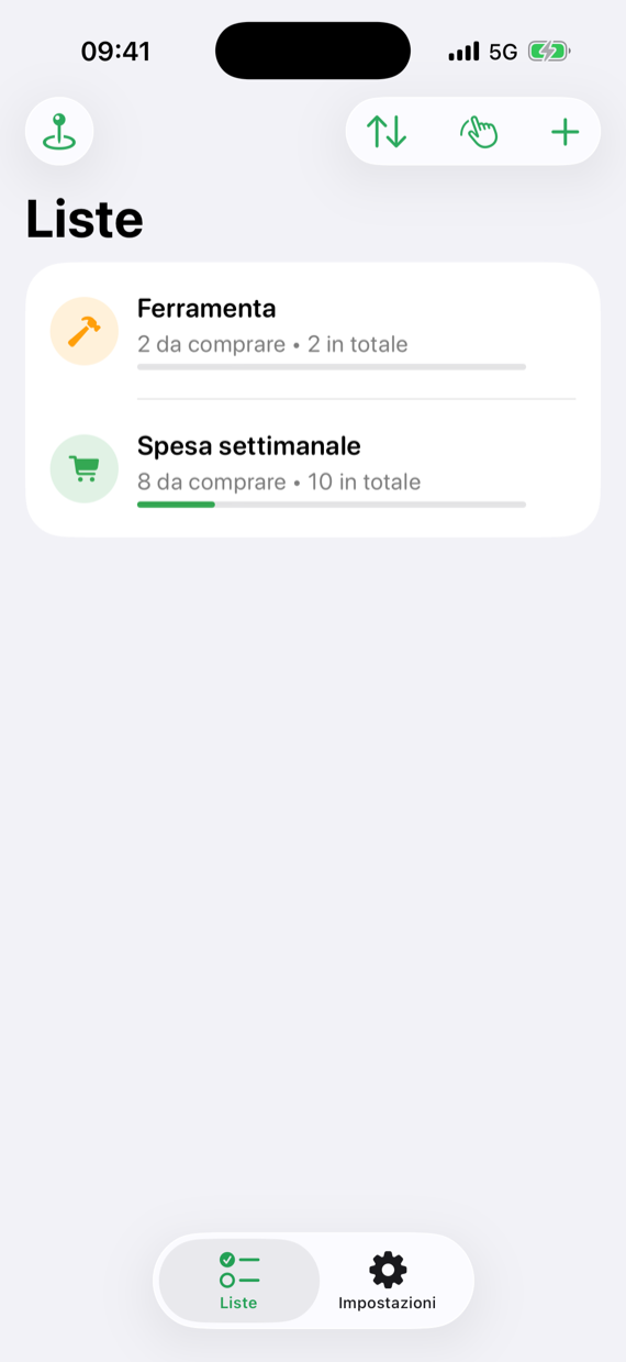 La panoramica con tutte le tue liste