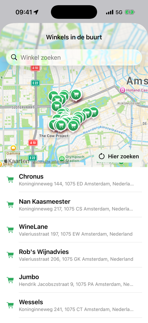 Winkels in de buurt op de kaart