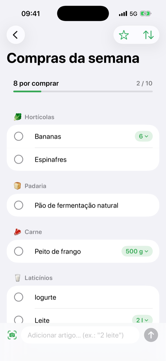 As compras da semana, organizadas por corredor automaticamente