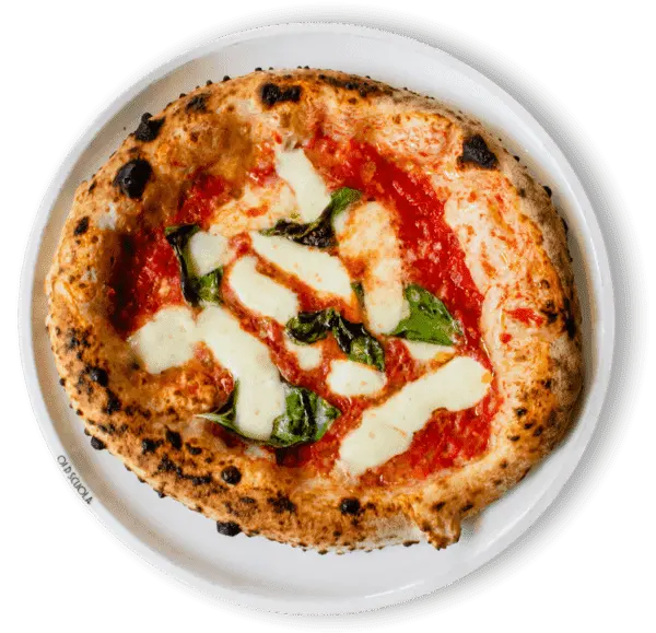 Feine Pizza im weissen Teller